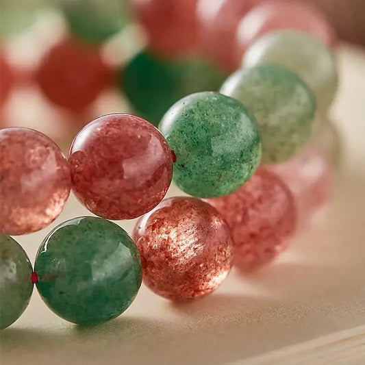 Joy and Love -Red & Green Strawberry Quartz Bracelet - Chene Blue