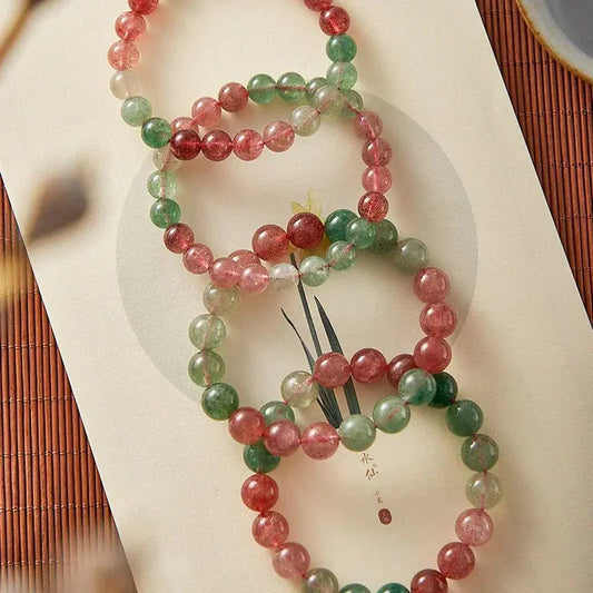 Joy and Love -Red & Green Strawberry Quartz Bracelet - Chene Blue