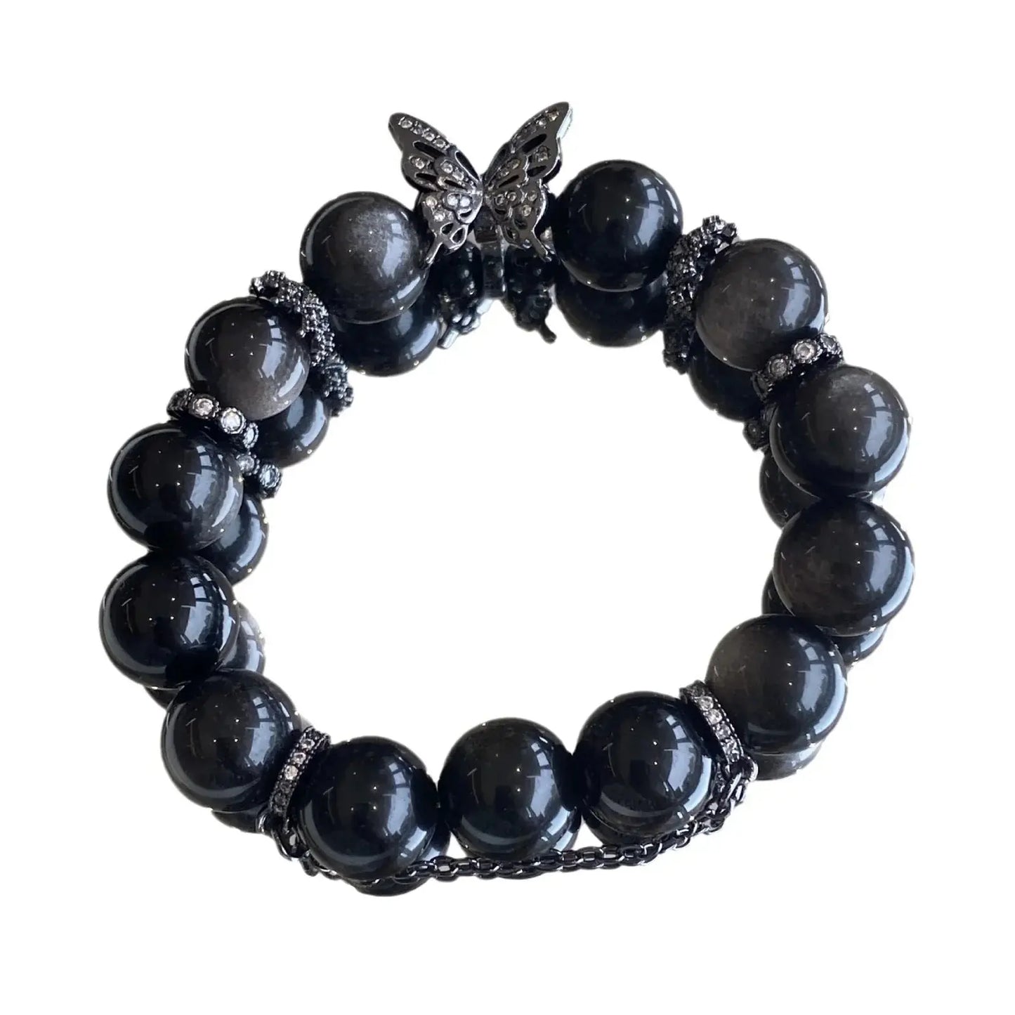Ultimate Shield - Obsidian Butterfly Protection Bracelet - Chene Blue