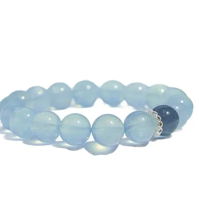 Confidence and Courage - Aquamarine Blue Quartz Wisdom Bracelet - Chene Blue