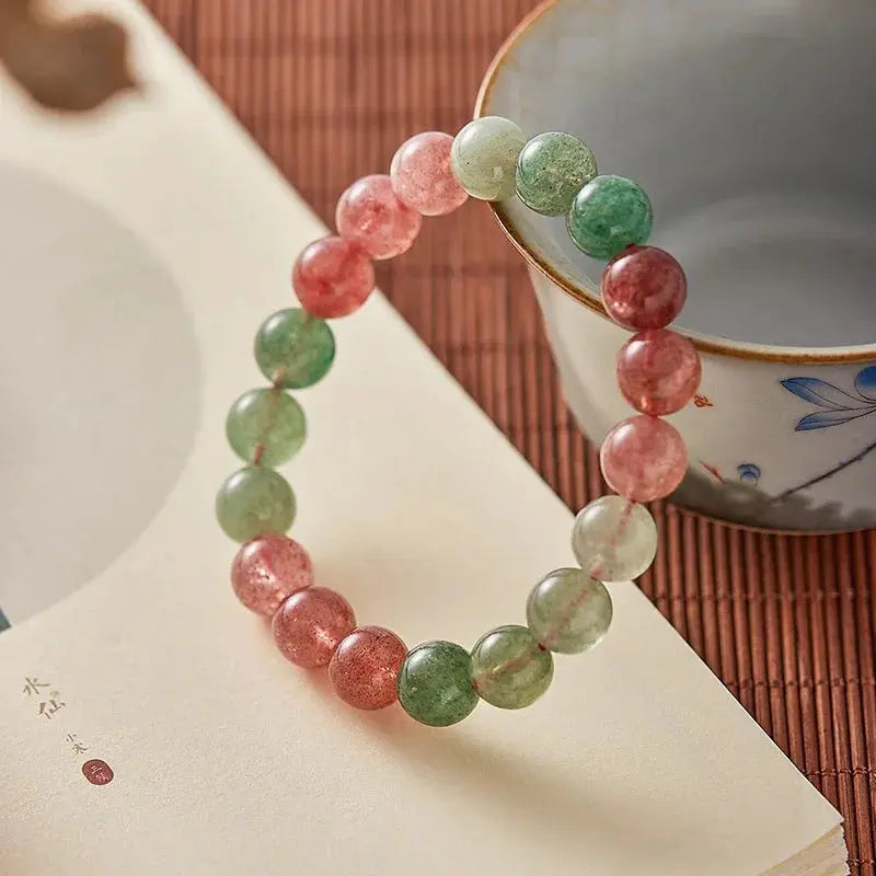 Joy and Love -Red & Green Strawberry Quartz Bracelet - Chene Blue