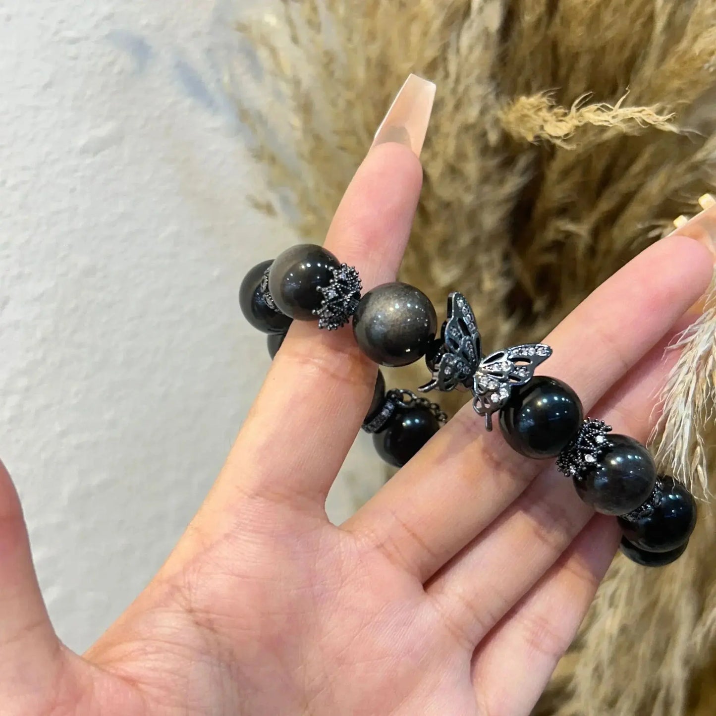 Ultimate Shield - Obsidian Butterfly Protection Bracelet - Chene Blue