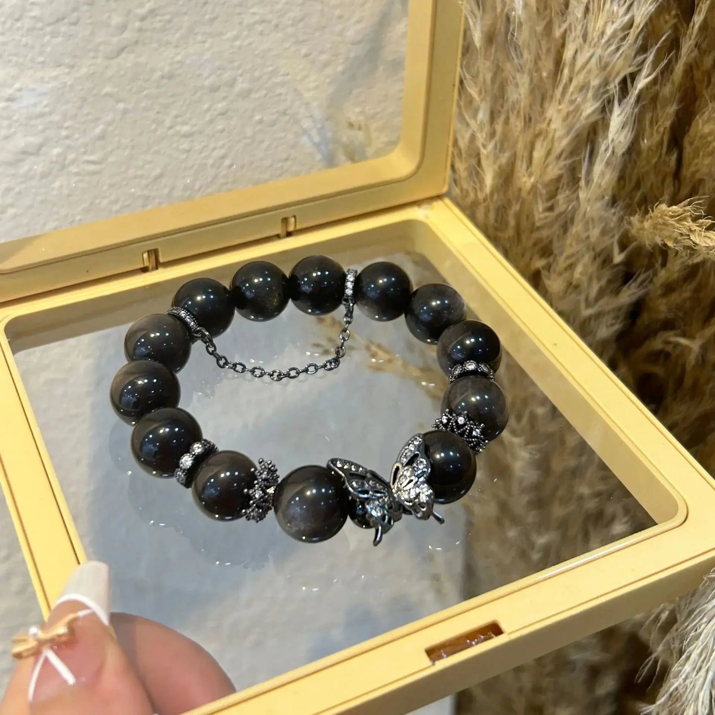 Ultimate Shield - Obsidian Butterfly Protection Bracelet - Chene Blue