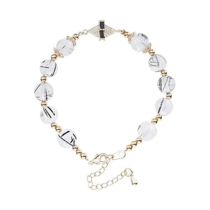 Ultimate Healing - Black Rutilated Quartz Protection Bracelet - Chene Blue