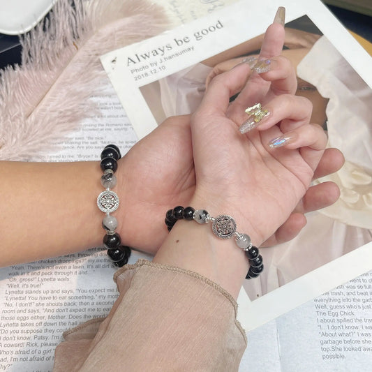 Timeless Love - Couples Bracelet Obsidian Protection Charm Bracelet