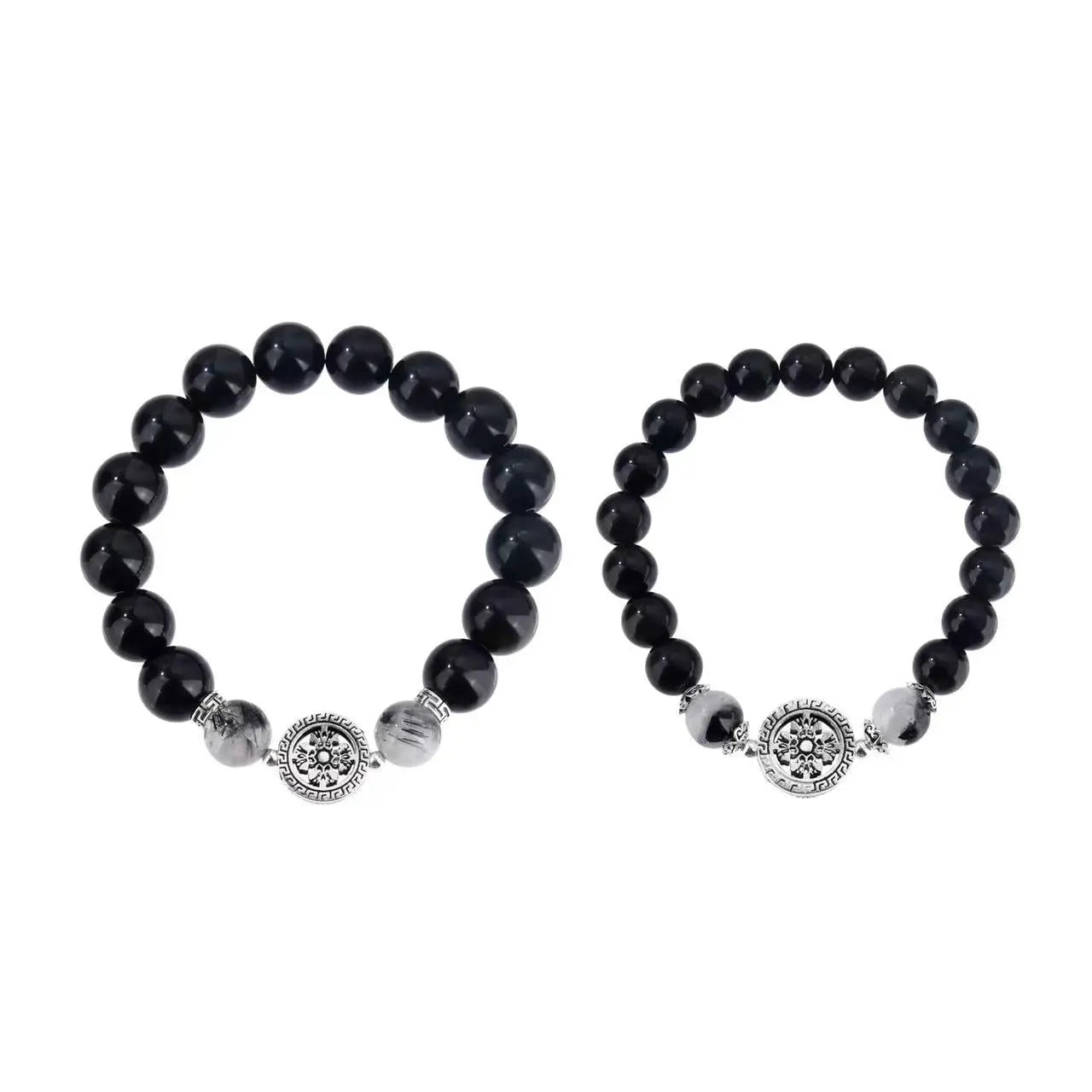 Timeless Love - Couples Bracelet Obsidian Protection Charm Bracelet