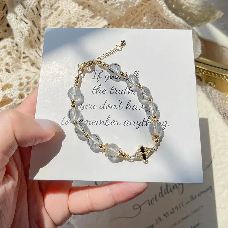 Ultimate Healing - Black Rutilated Quartz Protection Bracelet - Chene Blue