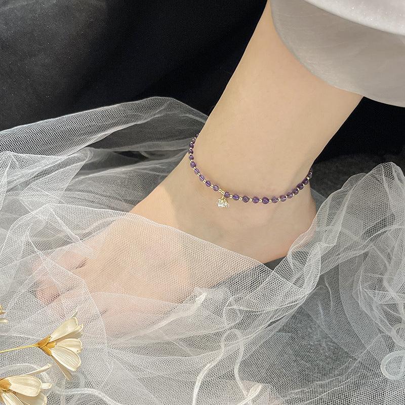 Wise Glance - Amethyst Wisdom Charm Anklet - Chene Blue