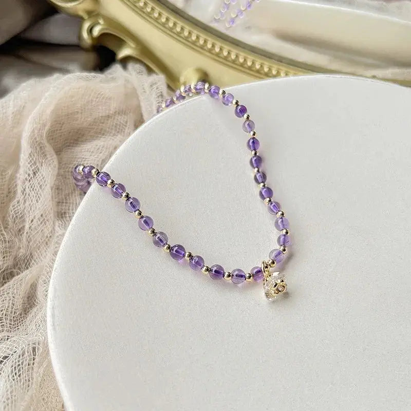 Wise Glance - Amethyst Wisdom Charm Anklet - Chene Blue