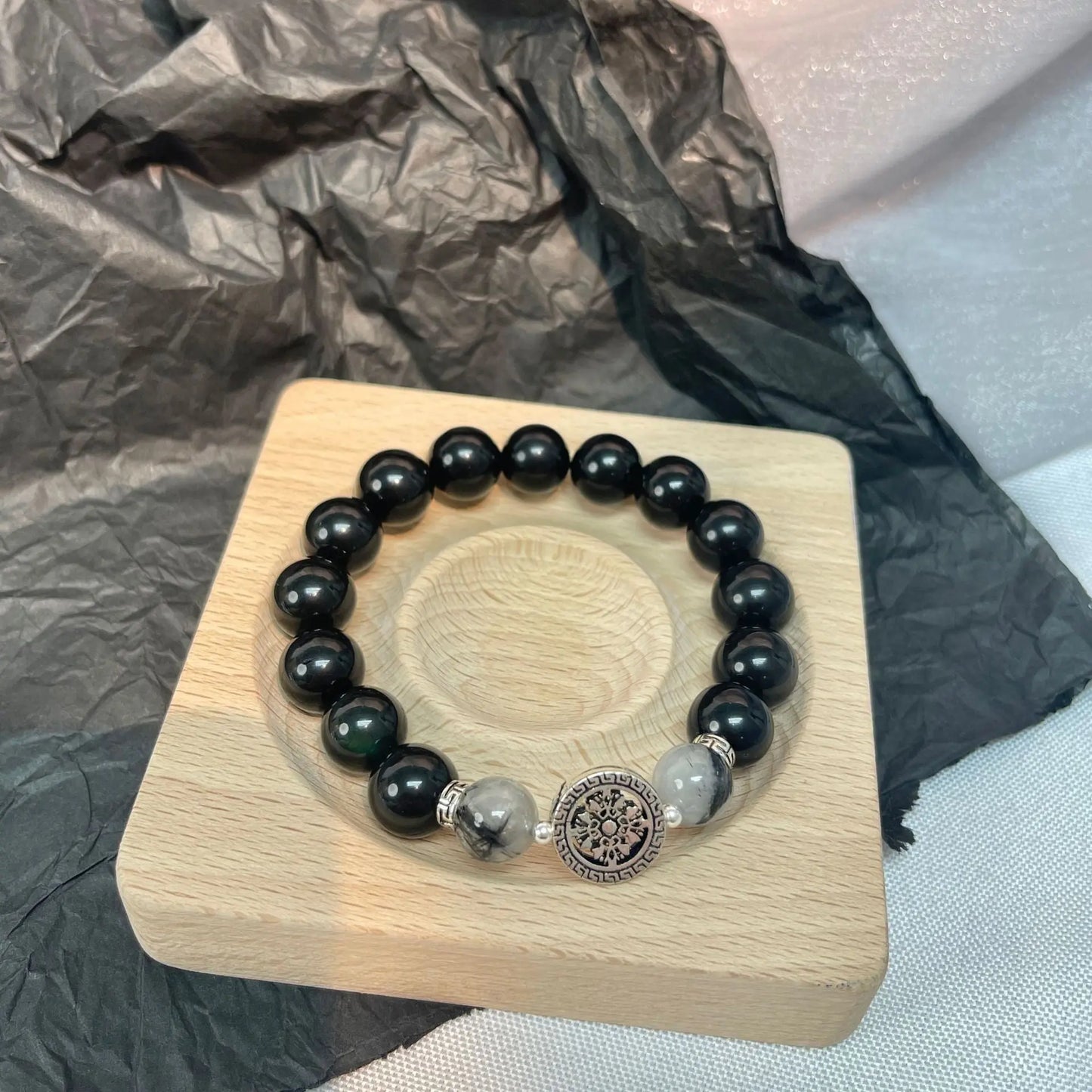 Timeless Love - Couples Bracelet Obsidian Protection Charm Bracelet