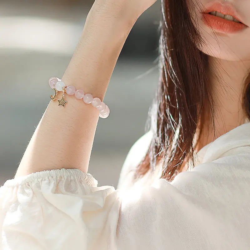 Eternal Love - Pink Moonstone Love Charm Bracelet