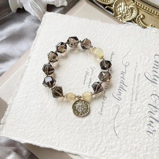 Positive Magnet - Smoky Quartz Luck Charm Bracelet - Chene Blue