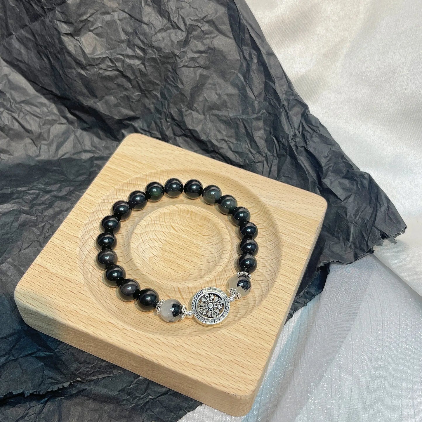 Timeless Love - Couples Bracelet Obsidian Protection Charm Bracelet