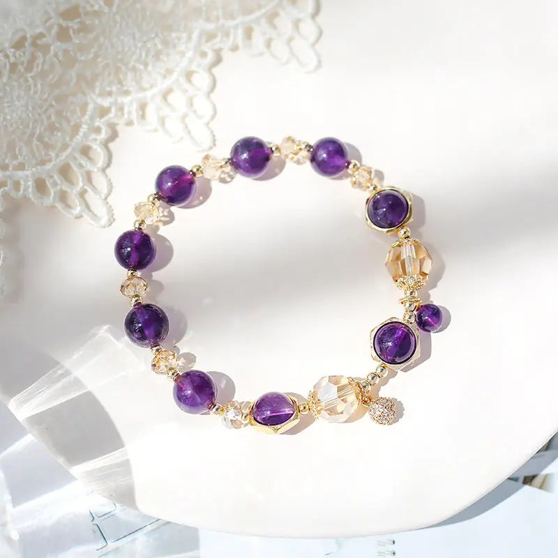 Wise Glance - Amethyst Clear Quartz Wisdom Charm Bracelet
