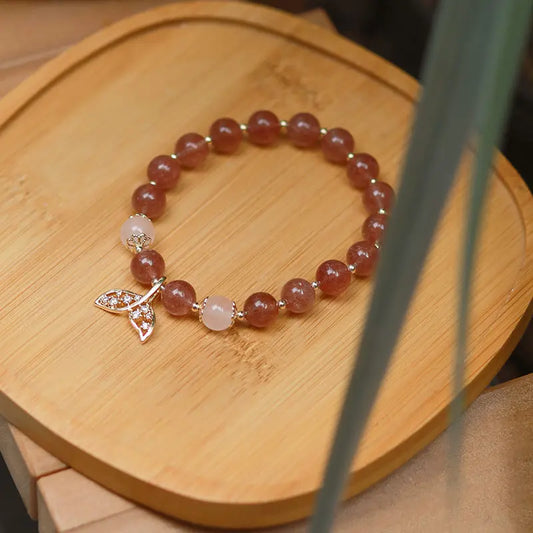 Embrace of Love - Strawberry Quartz Love Charm Bracelet