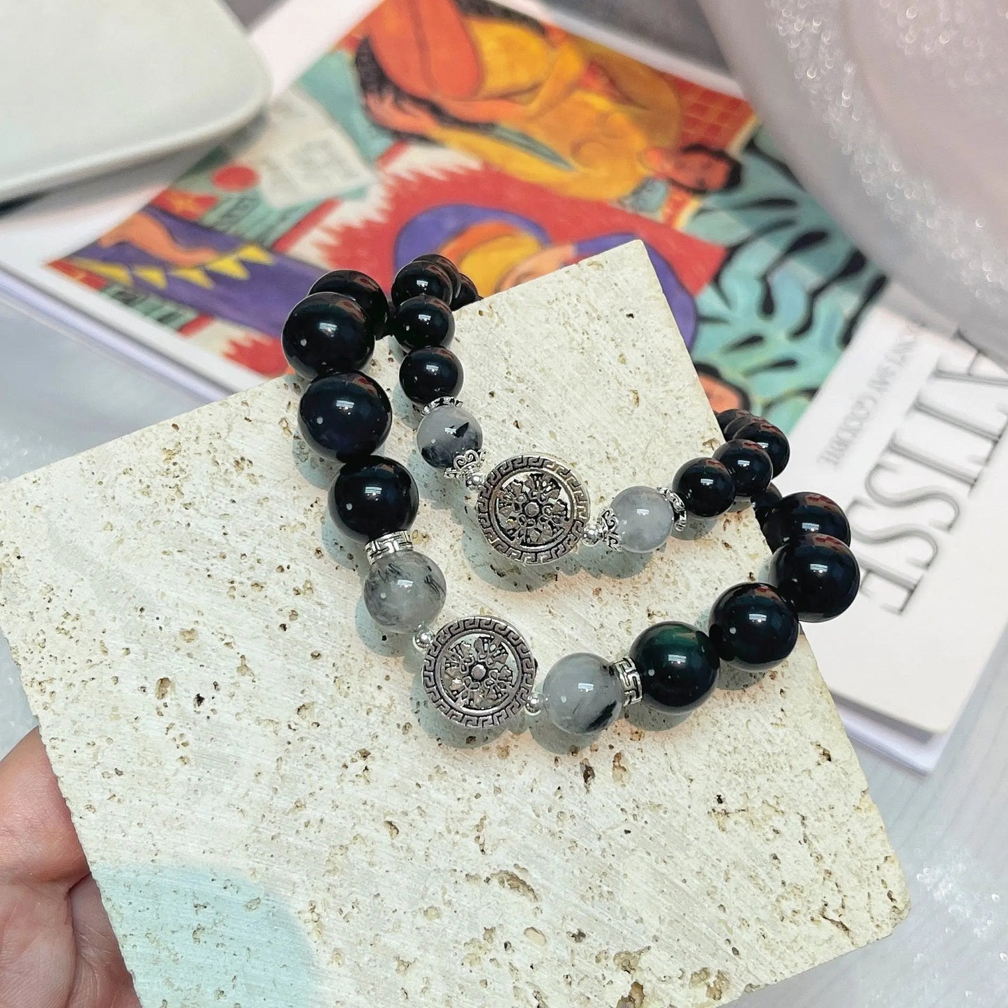 Timeless Love - Couples Bracelet Obsidian Protection Charm Bracelet