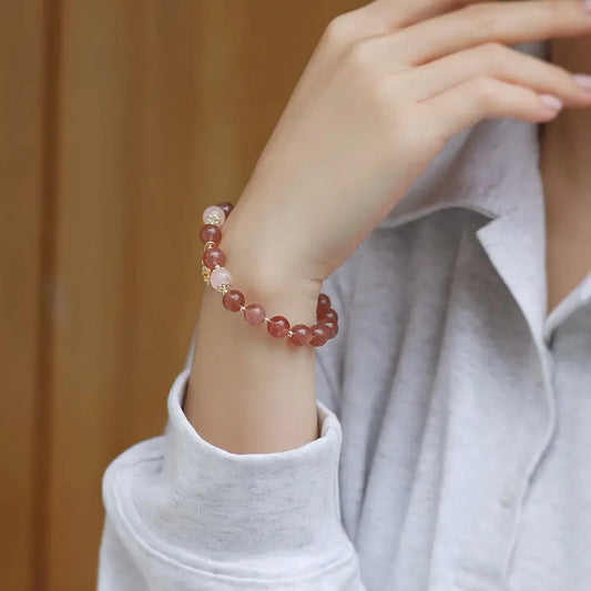 Embrace of Love - Strawberry Quartz Love Charm Bracelet