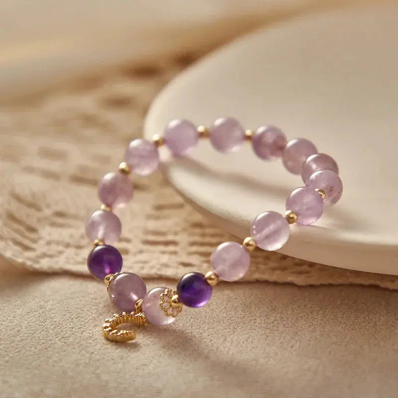 Wise Glance - Amethyst Wisdom Charm Bracelet - Chene Blue