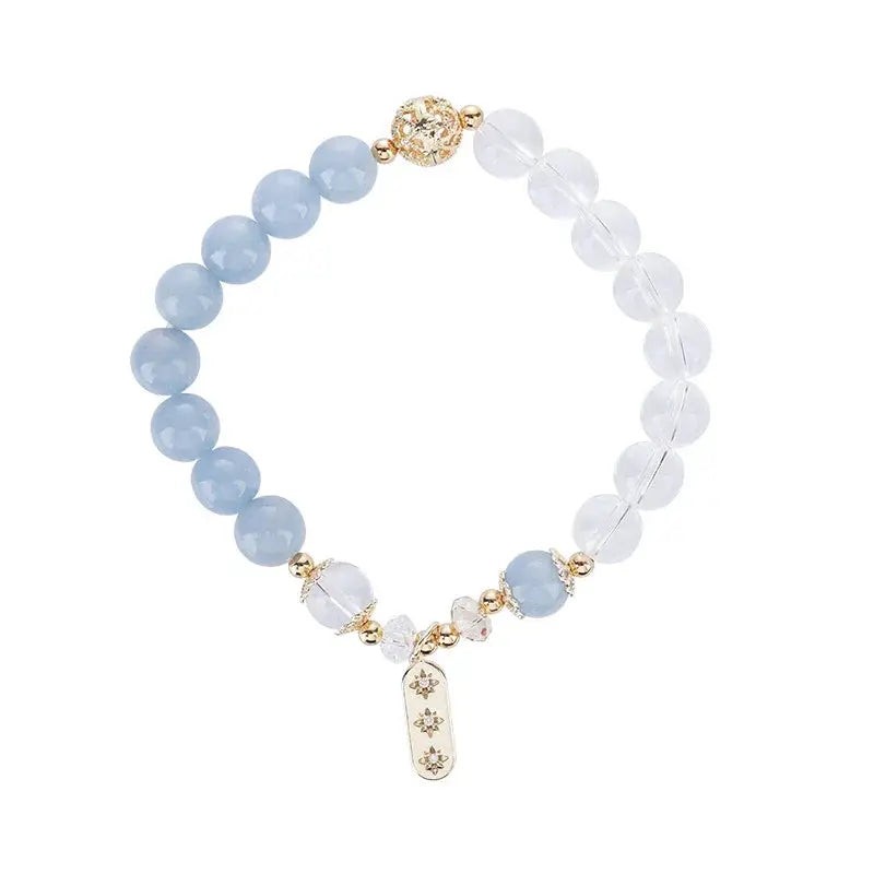 Peaceful Mind - Clear Quartz Balance Charm Bracelet - Chene Blue