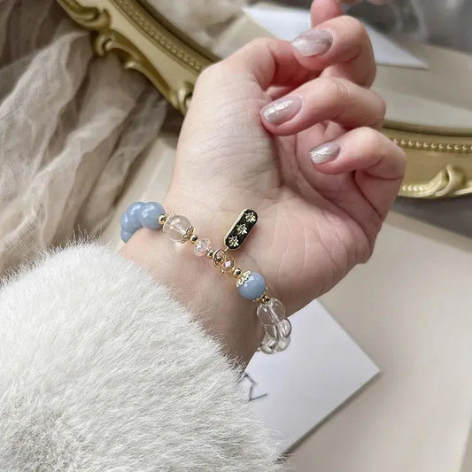 Peaceful Mind - Clear Quartz Balance Charm Bracelet - Chene Blue