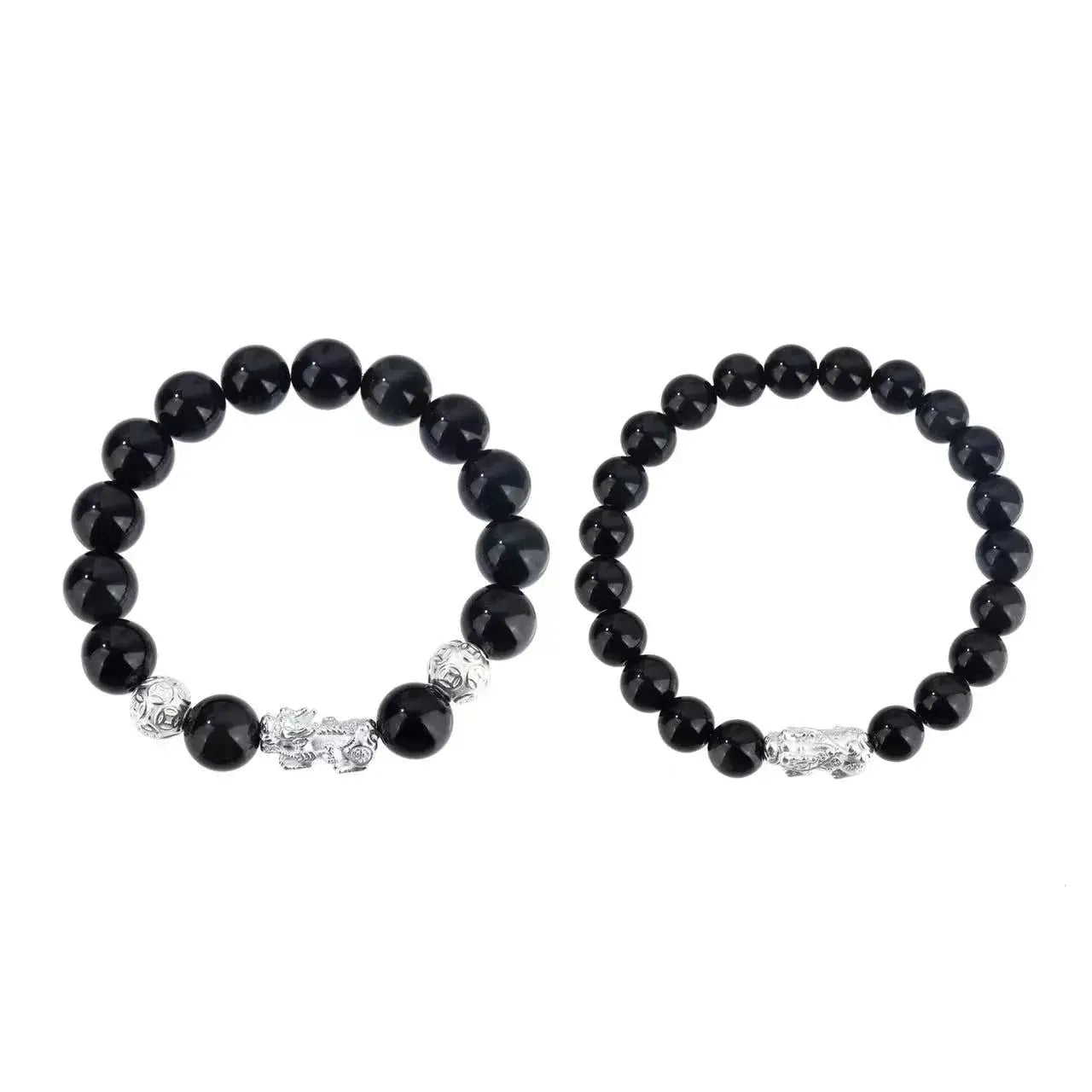 Timeless Love - Couples Bracelet Obsidian Protection Charm Bracelet - Chene Blue
