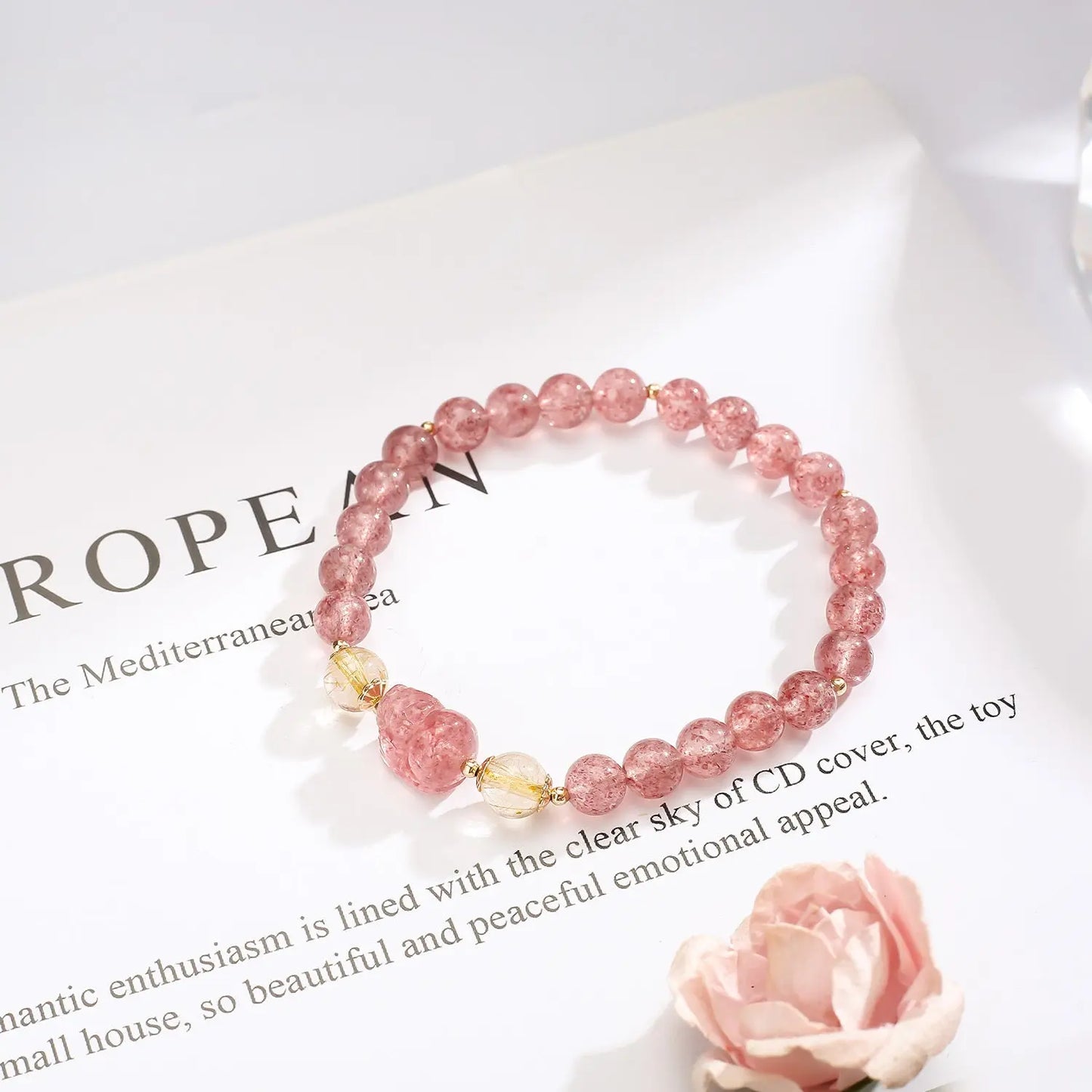 Inspired Love - Strawberry Quartz Love Bracelet