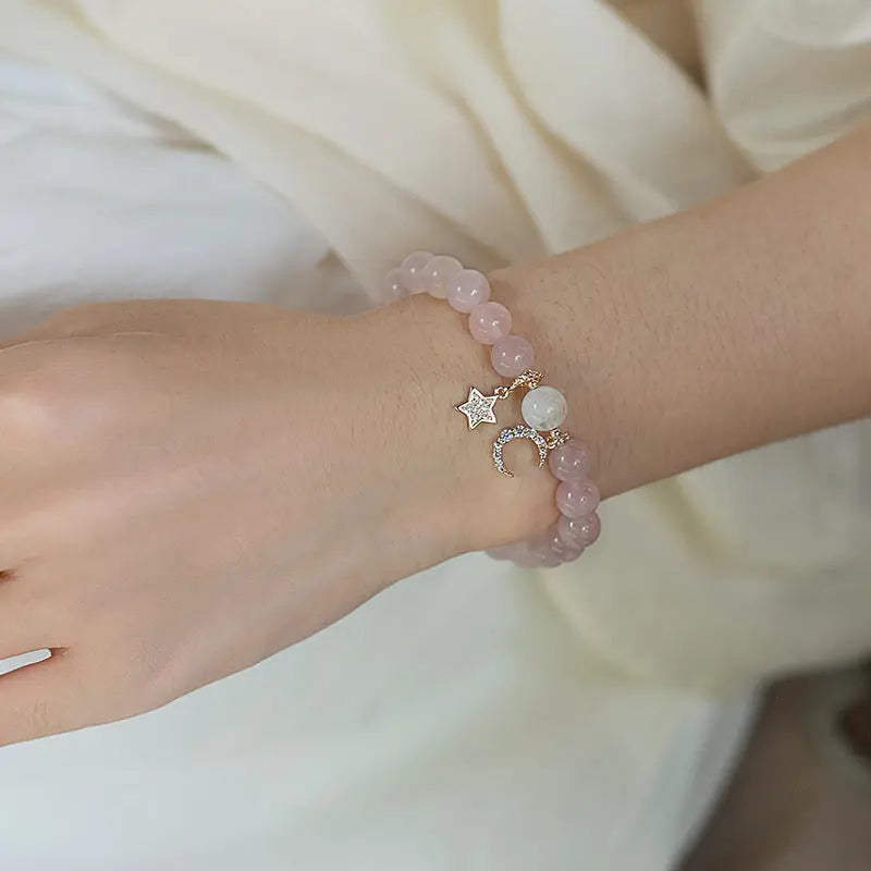 Eternal Love - Pink Moonstone Love Charm Bracelet