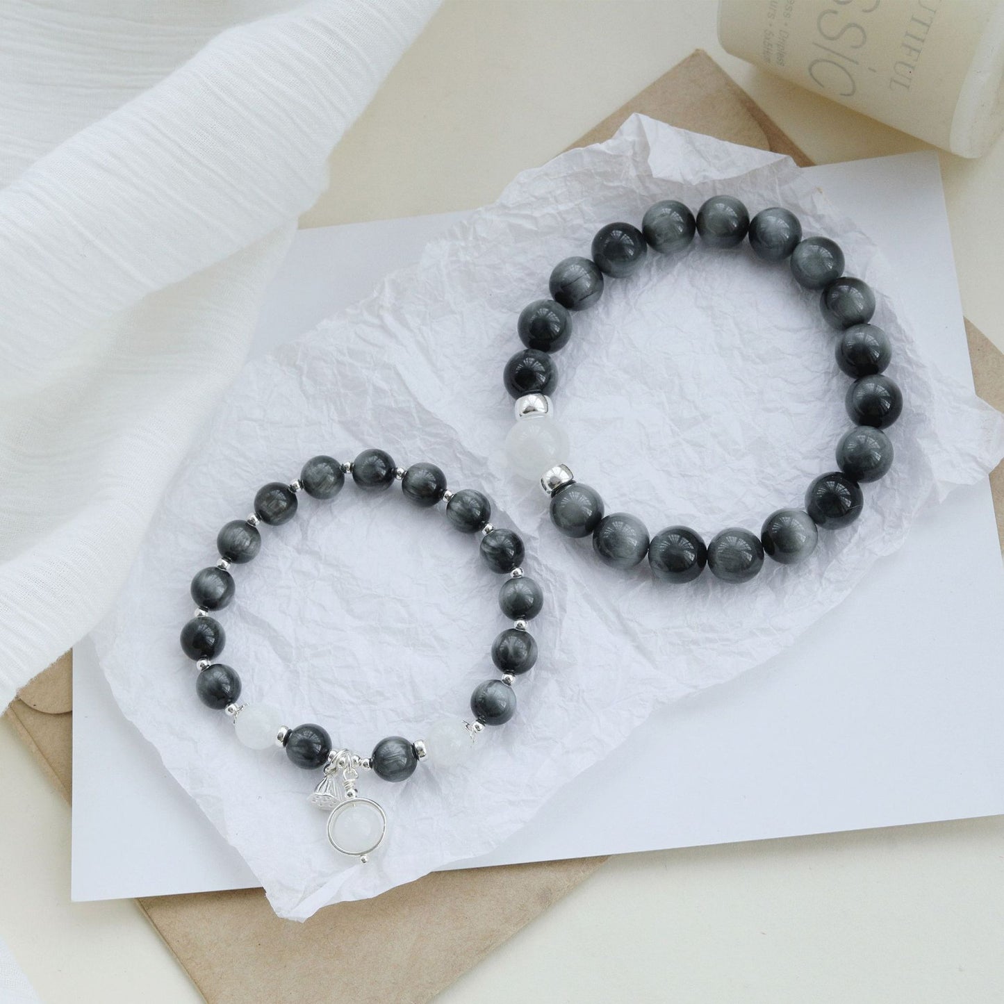 Wise Glance - Couples Bracelet Eagle‘s Eye Stone Wisdom Charm Bracelet
