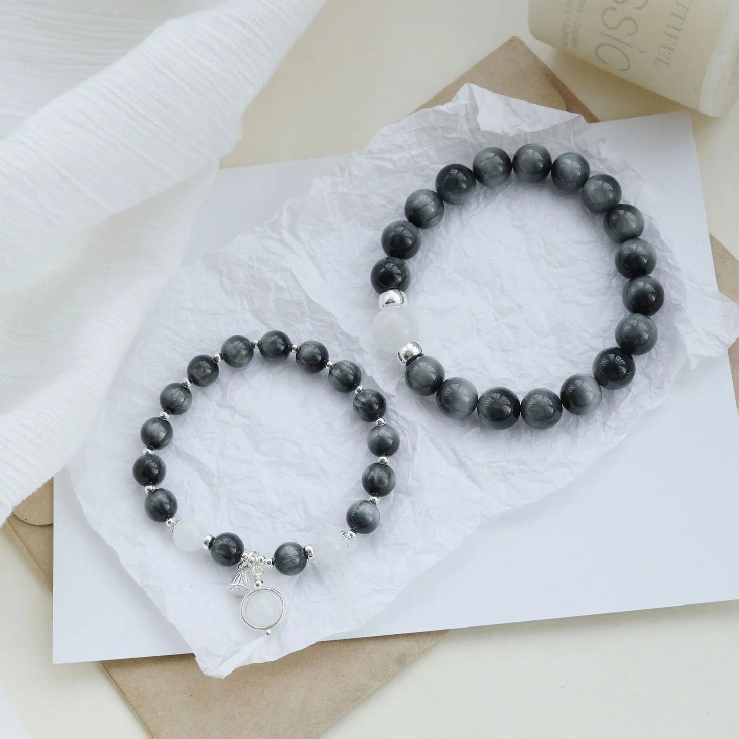 Wise Glance - Couples Bracelet Eagle‘s Eye Stone Wisdom Charm Bracelet