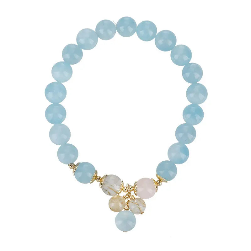 Inspired Confidence - Aquamarine Rose Quartz Courage Charm Bracelet