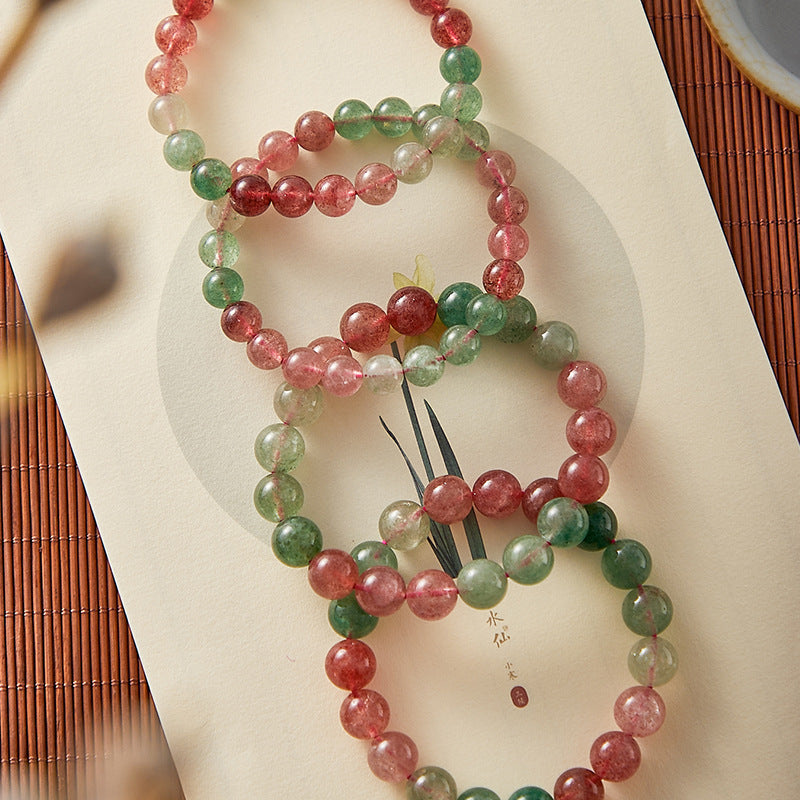 Joy and Love -Red & Green Strawberry Quartz Bracelet