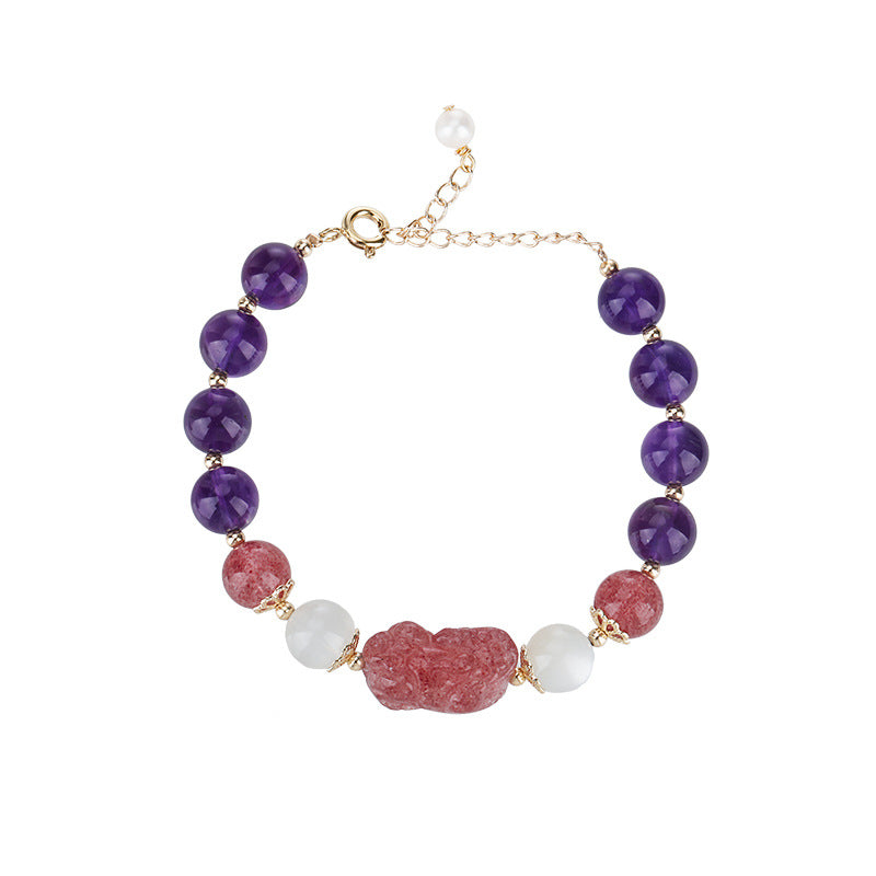 Love and Wisdom - Strawberry Quartz and Amethyst Bracelet