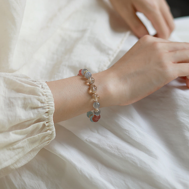 Love and Peace - Aquamarine Rose Quartz Moonstone Balance Bracelet