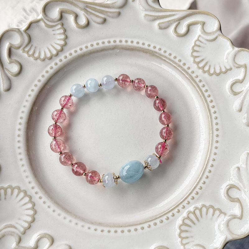 Love and Courgae - Strawberry Quartz Aquamarin Calm Bracelet