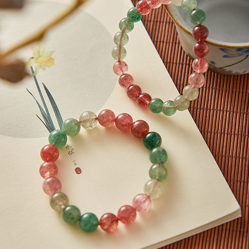 Joy and Love -Red & Green Strawberry Quartz Bracelet