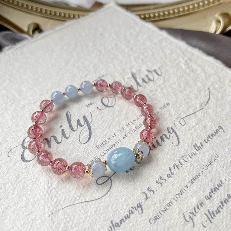 Love and Courgae - Strawberry Quartz Aquamarin Calm Bracelet