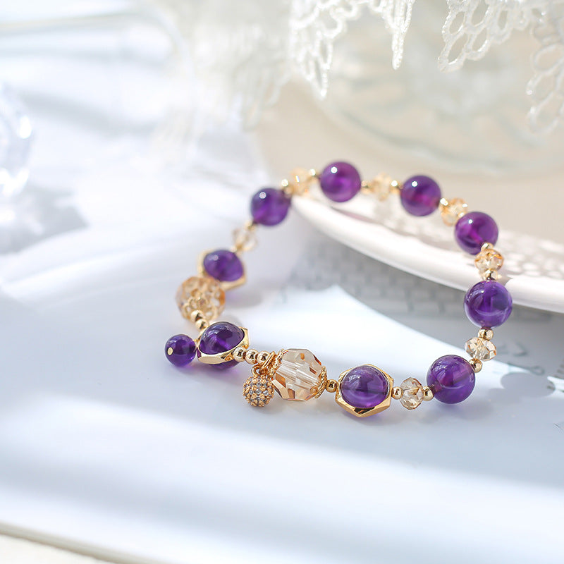 Wise Glance - Amethyst Clear Quartz Wisdom Charm Bracelet