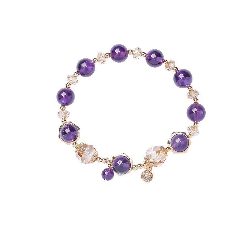 Wise Glance - Amethyst Clear Quartz Wisdom Charm Bracelet