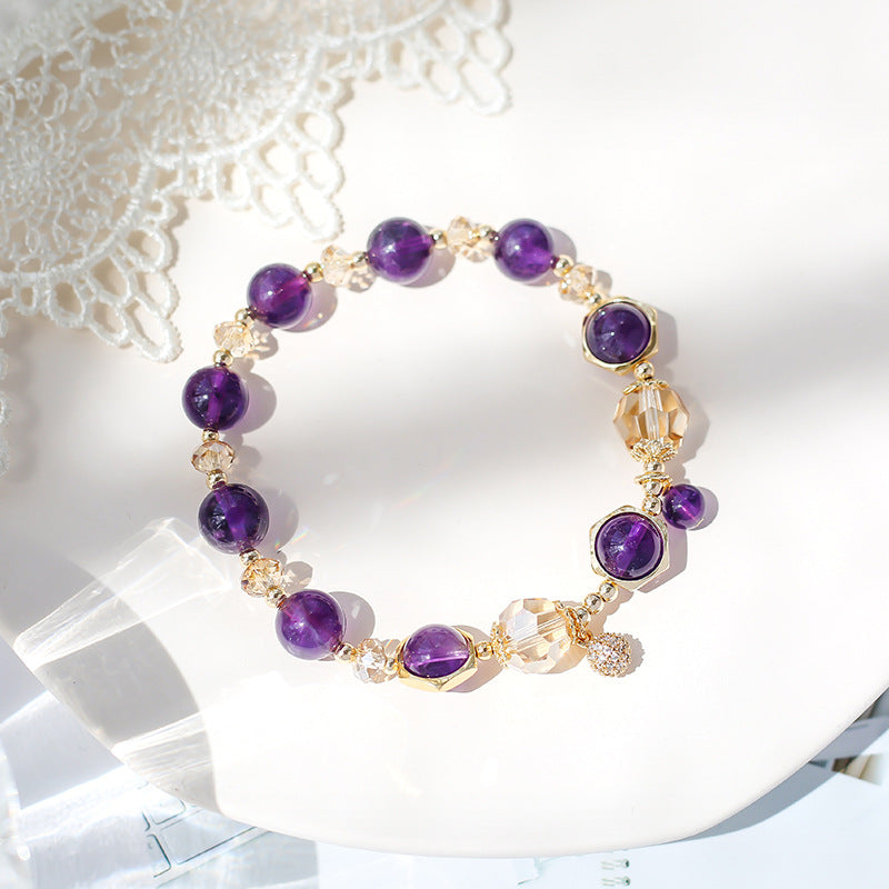 Wise Glance - Amethyst Clear Quartz Wisdom Charm Bracelet