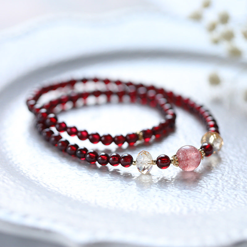 Divine Healing - Garnet Strawberry Quartz Wrap Healing Bracelet