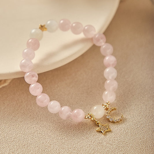 Eternal Love - Pink Moonstone Love Charm Bracelet