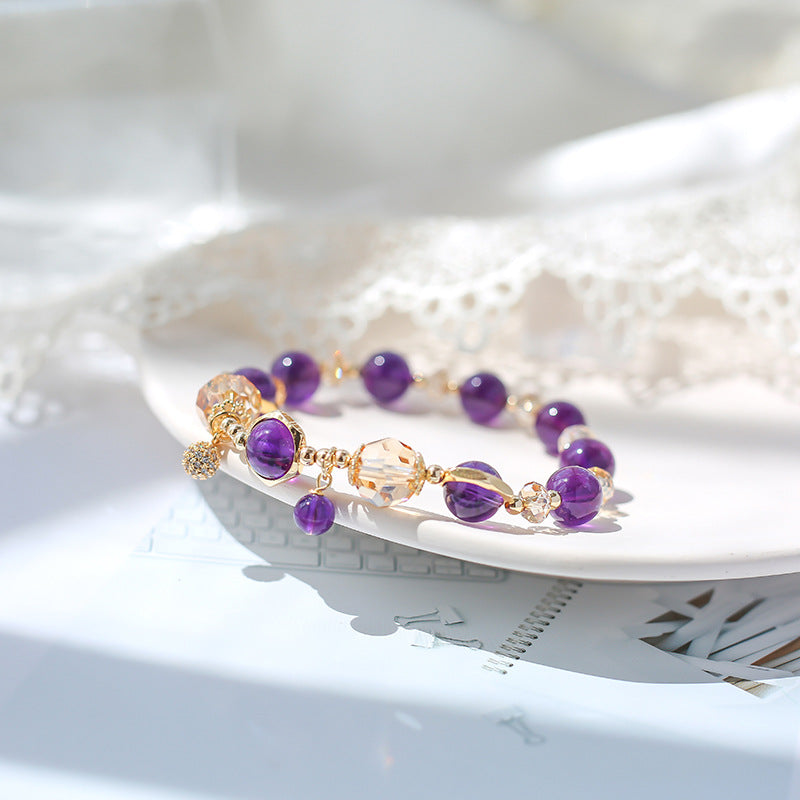 Wise Glance - Amethyst Clear Quartz Wisdom Charm Bracelet